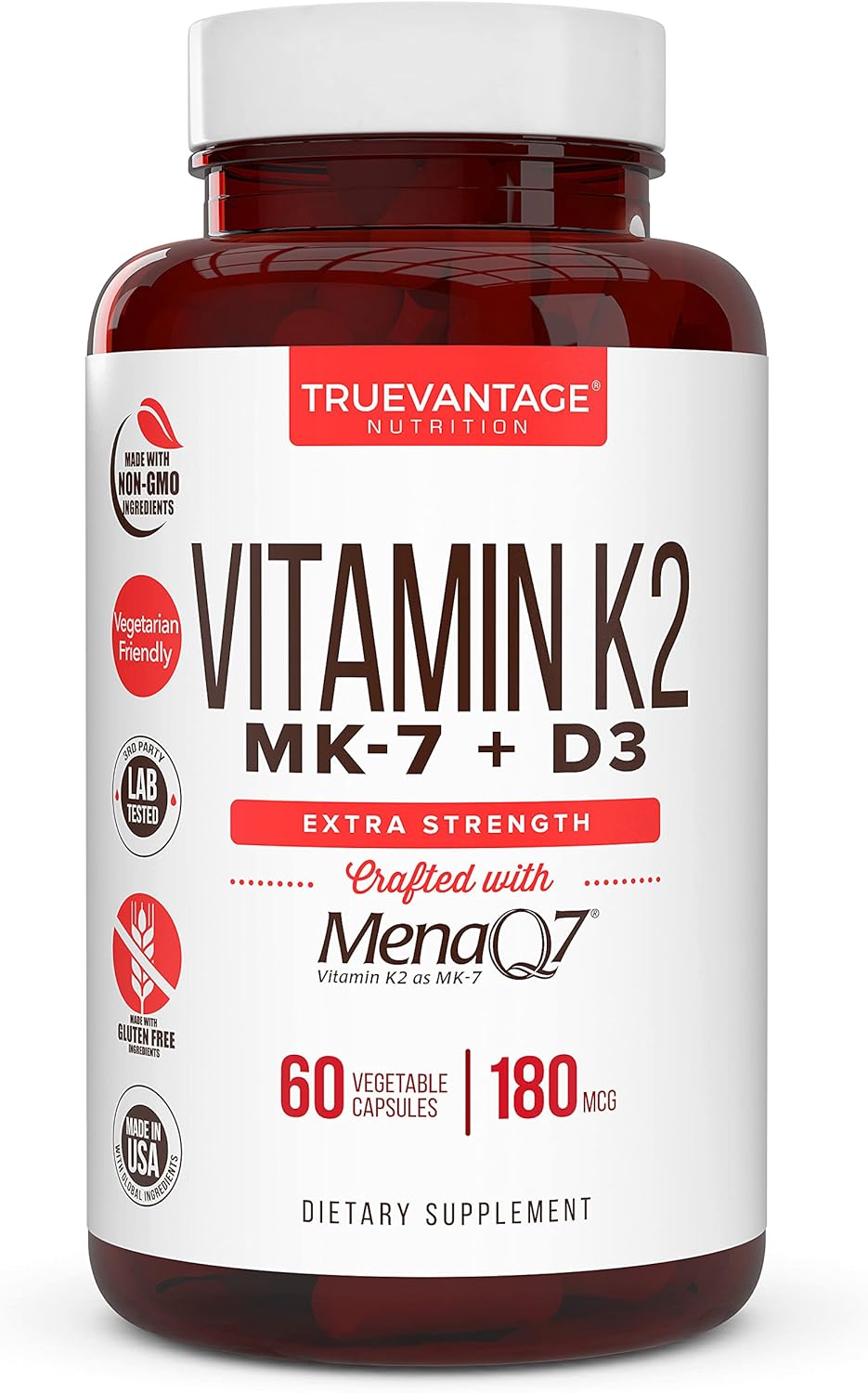 Vitamin K2 D3 Supplement 5000 Iu D3 And 180 Mcg Vitamin K2 Mk7 Supplement For Healthy Bones, Healthy Heart & Cardiovascu