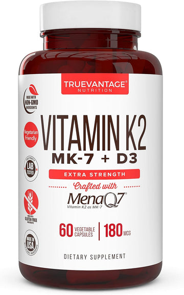 Vitamin K2 D3 Supplement 5000 Iu D3 And 180 Mcg Vitamin K2 Mk7 Supplement For Healthy Bones, Healthy Heart & Cardiovascu