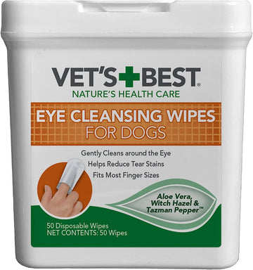 Vet’s Best Eye Cleansing Wipes for Dogs - Tear Stain Remover for Dogs - Easy to Use and Paraben Free - Aloe Vera & Witch