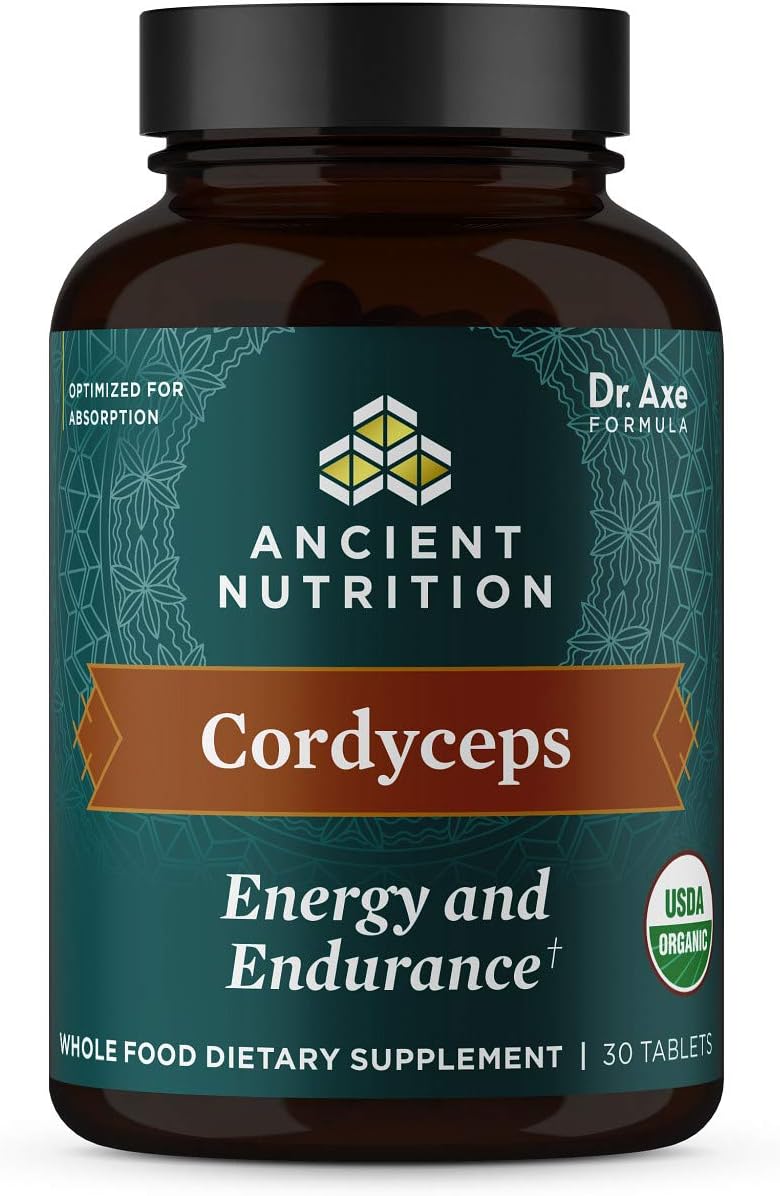 Ancient Nutrition Organic Cordyceps Tablets, Made with Ashwagandha, Su