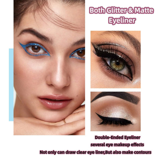 ONarisae liquid eyeliner waterproof eyeliner Pigmented smudge proof eye liner dual style liquid liner with glitter Black