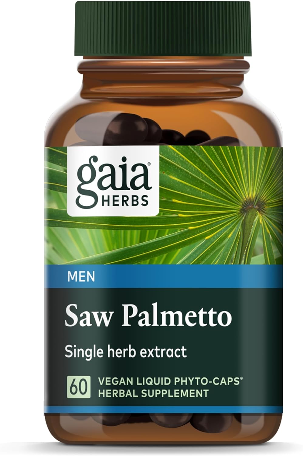 Gaia Herbs Saw Palmetto - Supports Healthy Prostate Function For Men - Contains Saw Palmetto And Sunower Seed Lecithin To Support Mens Health - 60 Vegan Liq Phyto-Capsules (30-Day Supply)