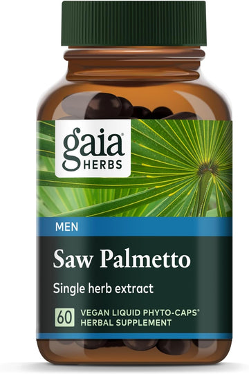 Gaia Herbs Saw Palmetto - Supports Healthy Prostate Function For Men - Contains Saw Palmetto And Sunower Seed Lecithin To Support Mens Health - 60 Vegan Liq Phyto-Capsules (30-Day Supply)