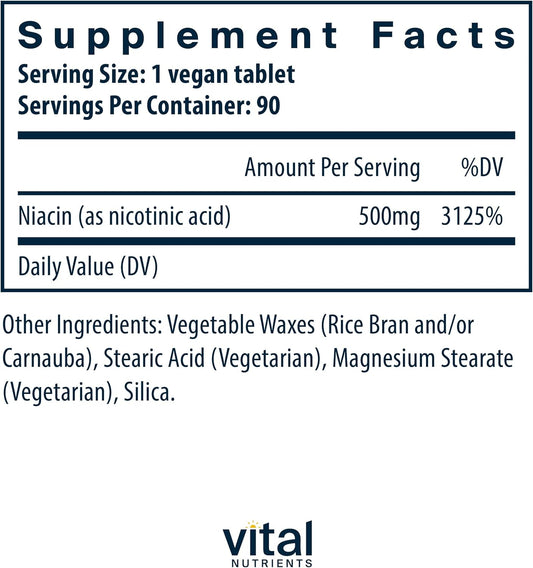 Vital Nutrients Niacin | Support Heart Health and Cellular Energy Supp