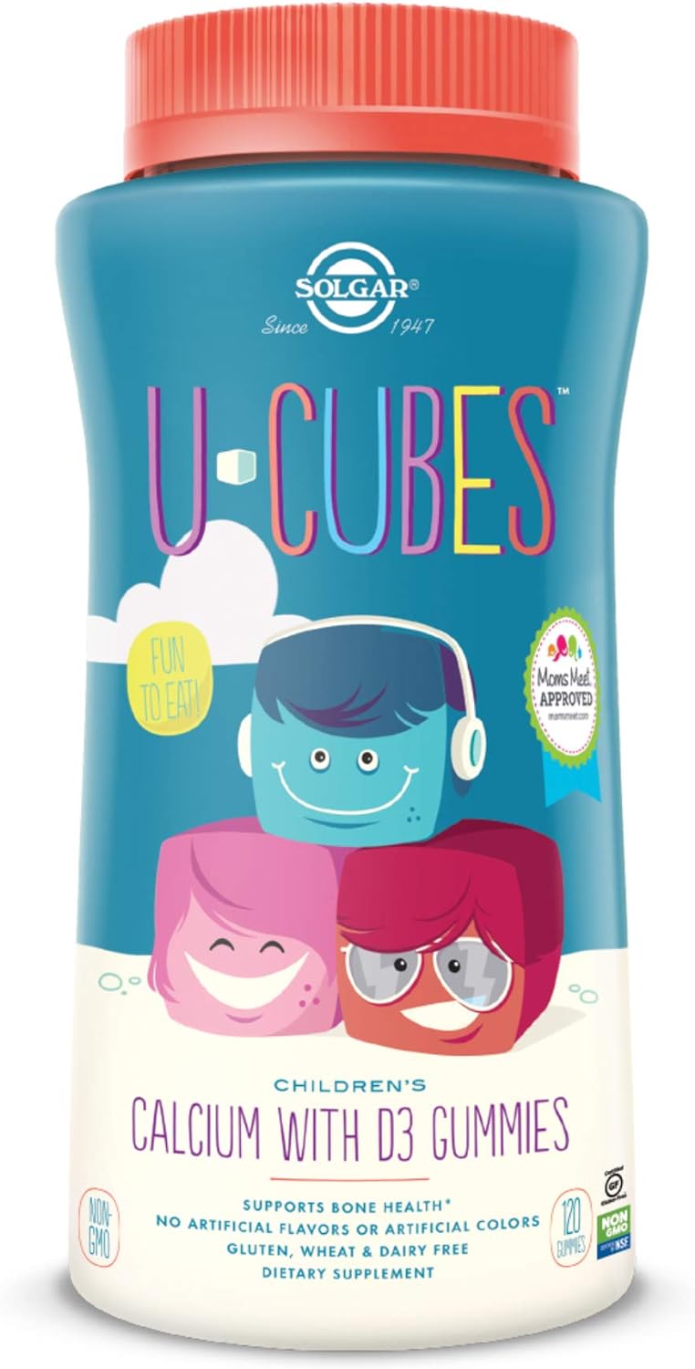 Solgar U-Cubes Children's Calcium with Vitamin D3, 120 Gummies - 3 Fla