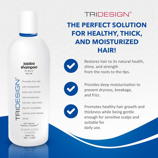 TRIDESIGN TRI Professional Hair Care Moisturizing Shampoo 32 , for All Types of Hair, Dry, Fine & Oily Hair, Jojoba Extracts Panthenol Collagen Protein & Henna, Hair Thickening