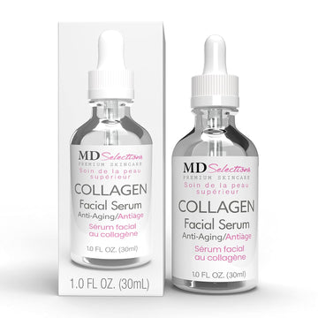 MD Selections Collagen Facial Serum Tighten, Firm & Smooth with Collagen Peptide & Green Tea, Advanced Collagen Repair Anti Aging Facial Formula, 1