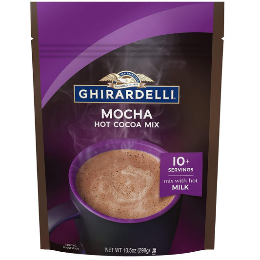 Ghirardelli Mocha Hot Cocoa Mix Bag (Pack of 3) with Ghirardelli Stamped Barista Spoon