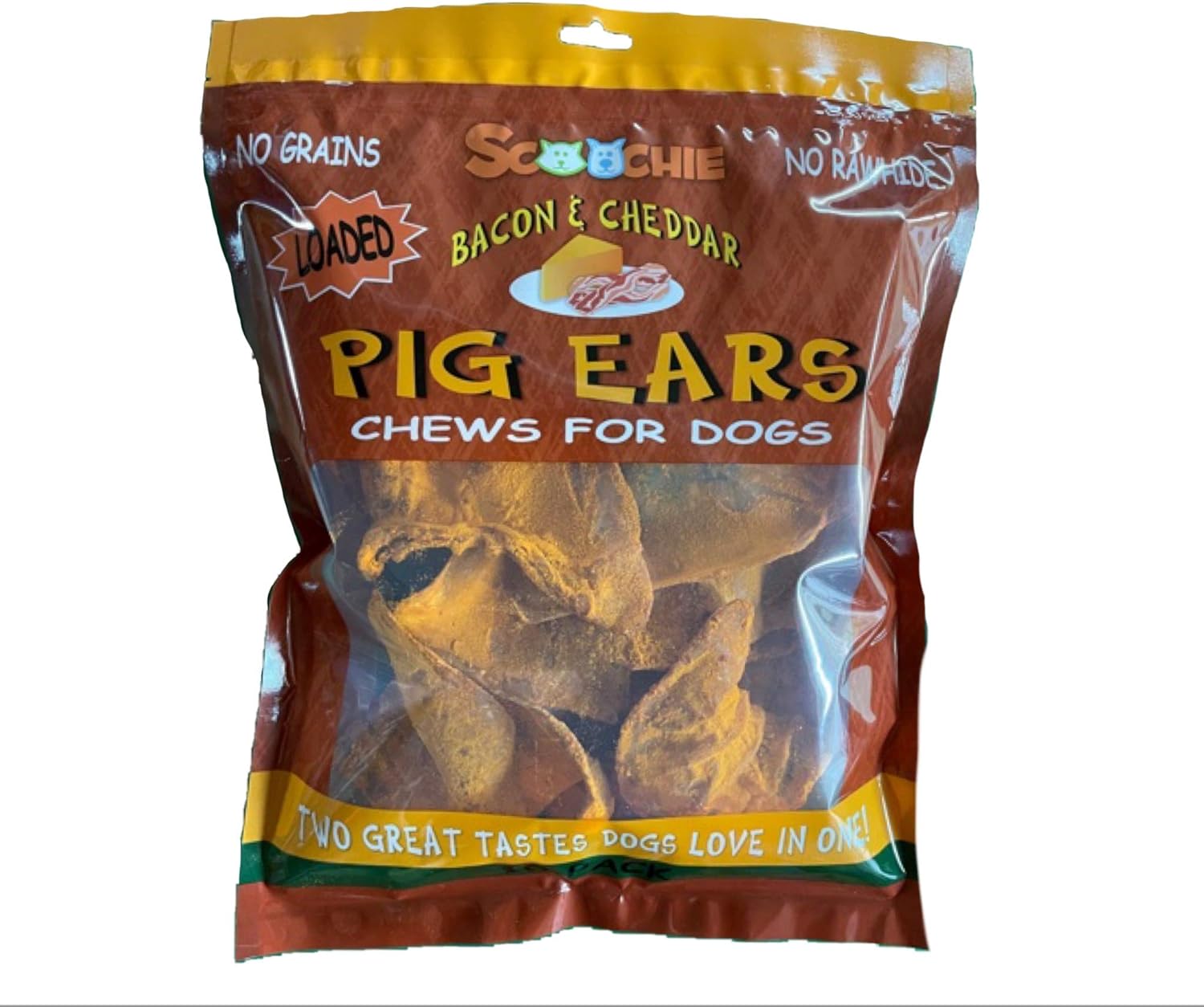 Pig Ears Dog chew Bacon and Cheese Flavor | with Real Cheddar Cheese (Bacon & Cheddar - 10 Count)