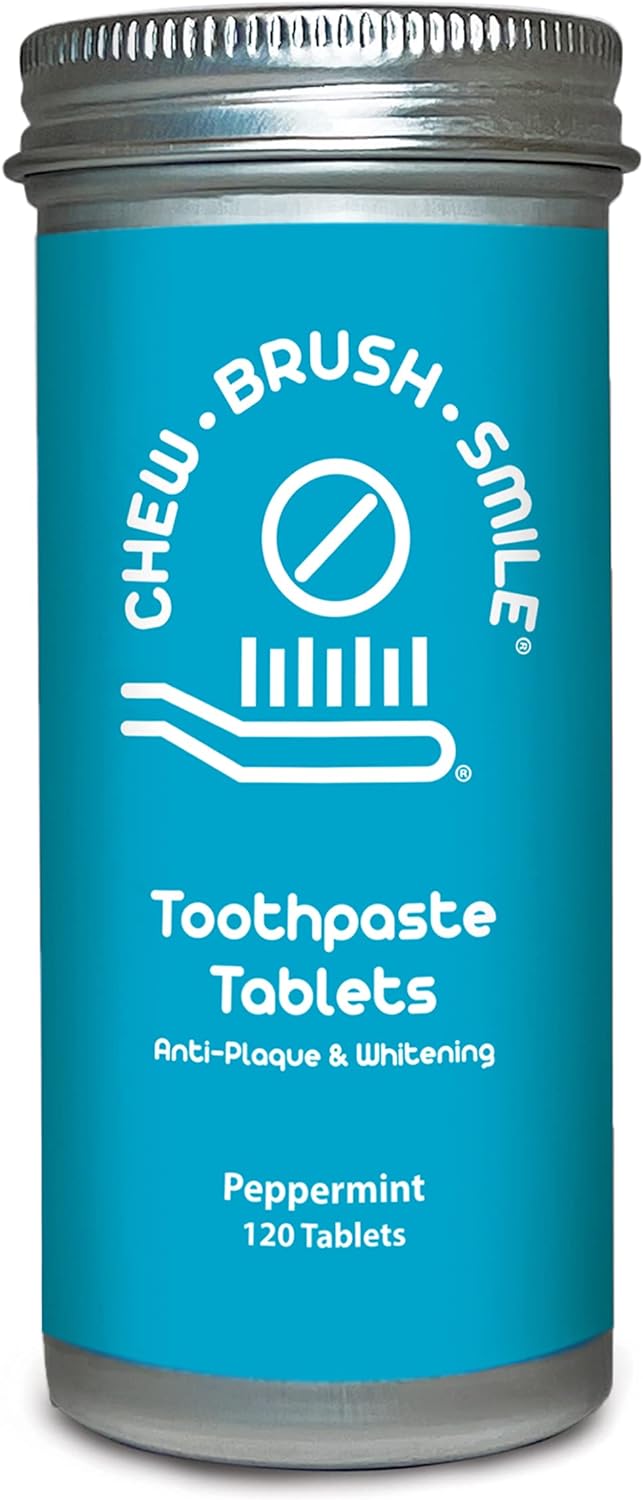 WELdental Chew Brush Smile Toothpaste Tablets 120 Count, Peppermint