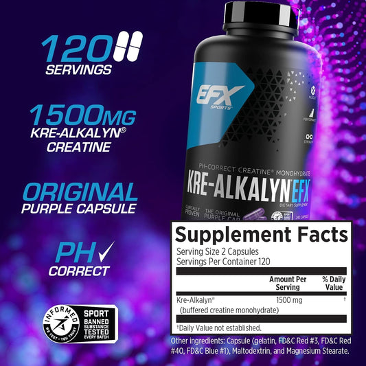 EFX Sports Kre-Alkalyn EFX | pH Correct Creatine Monohydrate Pill Supp