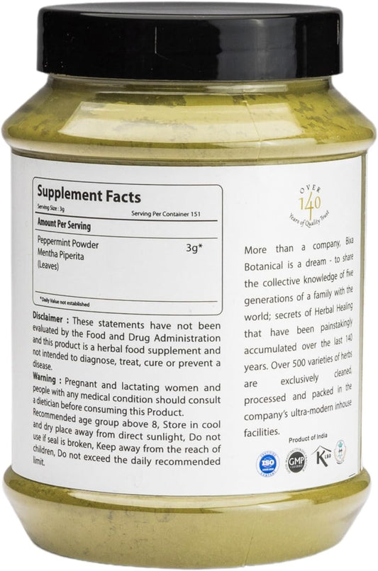 Peppermint Powder (Mentha Piperita) - 1 Pound /16 Oz | Ideal Anti-Spasmodic | Ayurveda Herbal Supplement to Relieve spas