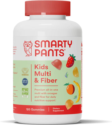 SmartyPants Kids Fiber Vitamins: Daily Kids Multivitamin Gummy for Overall Health with Vitamin A, B12, D3, E, & K & Omeg