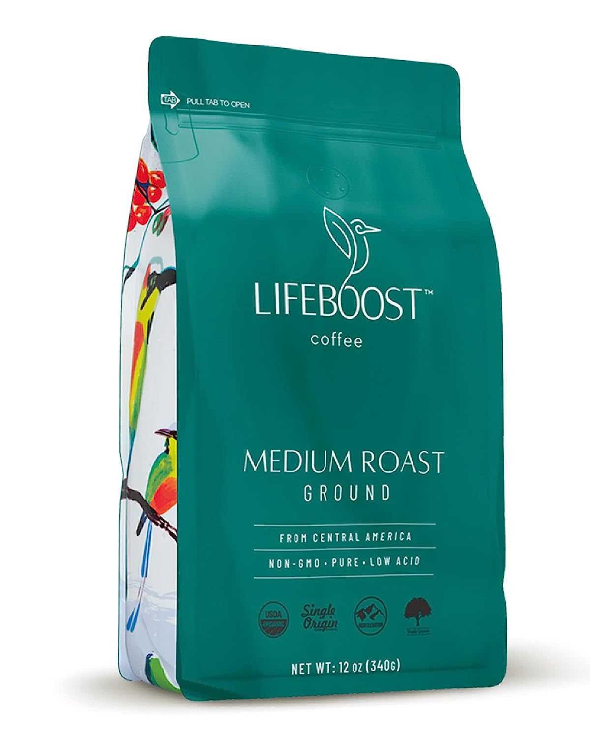 Lifeboost Coffee Ground Medium Roast Coffee - Low Acid Single Origin USDA Organic Coffee - Non-GMO Ground Coffee Third Party Tested For Mycotoxins & Pesticides