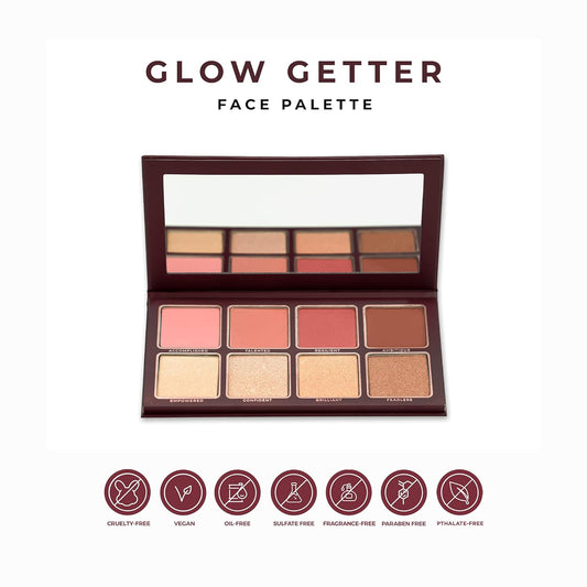 Blinc Glow Getter Face Palette, Cheek Palette with Highlighters and Blushes, Creamy, Blendable and Long-Lasting, 17.6g / 0.62