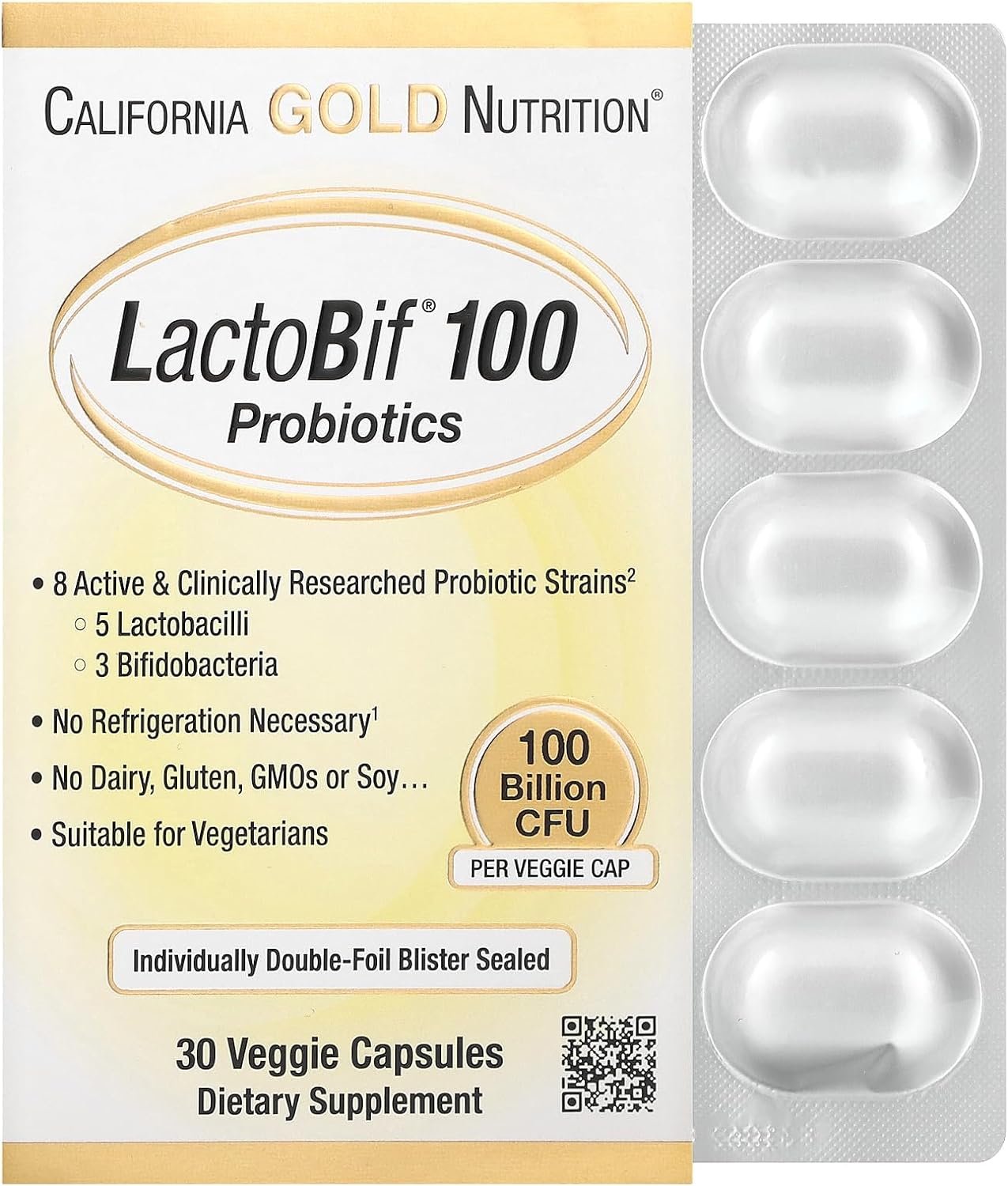 Lactobif Probiotics, 100 Bllion Cfu, 8 Active & Clinically Researched 1.41 Ounces