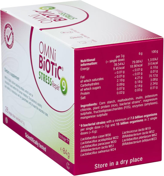 Omni Biotic Stress Repair | 28 Sachets (84G) | 9 Bacterial Strains | 1130 Grams