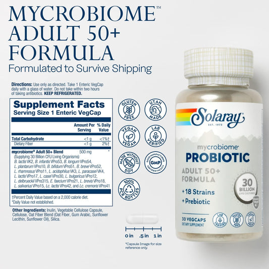 SOLARAY Mycrobiome Probiotic Adult 50 Plus Formula, Probiotics for Wom