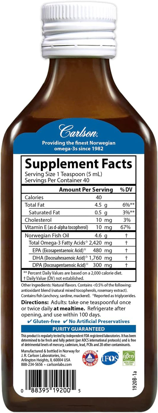 Carlson - Super DPA, 2,420 mg Omega-3s, 300 mg DPA, Heart Health, Cognitive Function, Berry Lemonade, 200 mL (6.7  )