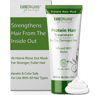 Protein Hair Treatment for Dry Damaged Hair: Moisturizing Hair Mask for Thicker Fuller Looking Hair - Deep Hair Conditioner Treatment Leaves Hair Light & Bouncy - Keratin & Color Safe. (6)