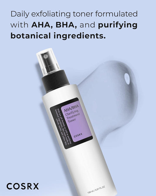 COSRX AHA/BHA Treatment Toner 5.07 ./ 150, Facial Exfoliating Spray for Whiteheads, Pores, & Uneven Skin, Korean Toner, Not Tested on Animals, No Parabens, No Sulfates, Korean Skincare