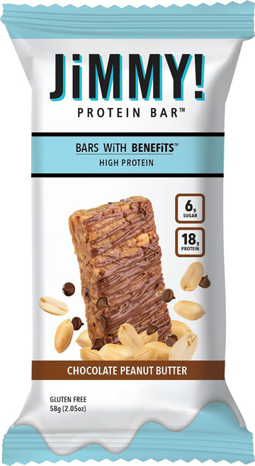 JiMMY! Protein Bar, Chocolate Peanut Butter, 12 Count - Energy Bar wit0.63 Ounces