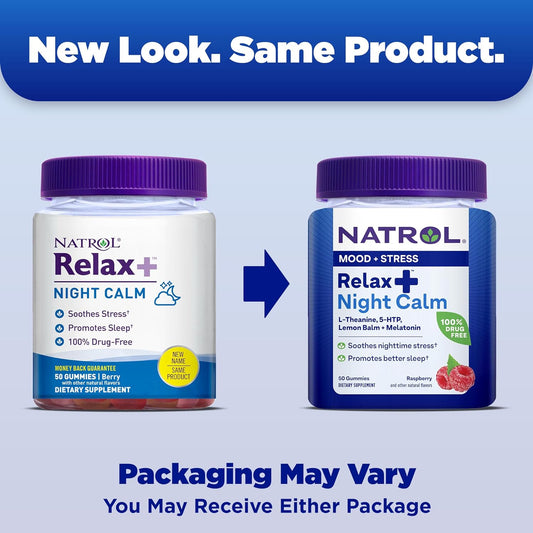 Natrol Relax + Night Calm With L-Theanine, 5-Htp, Lemon Balm And Melat