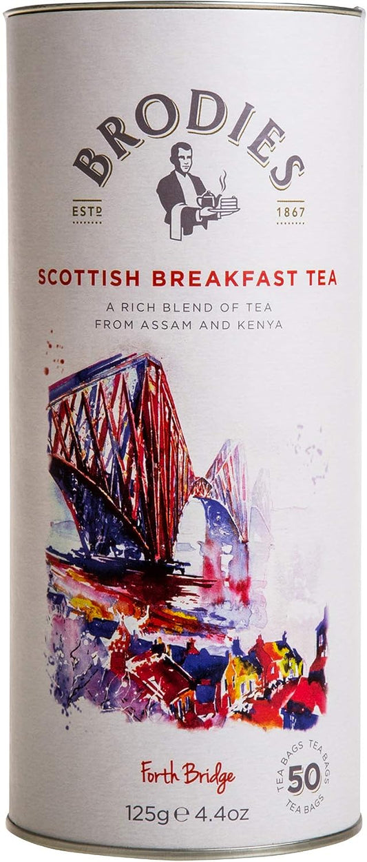 Brodies Tea, Scottish Breakfast Tea, 50-Count Bags of Black Tea Imported from Scotland (Pack of 2)