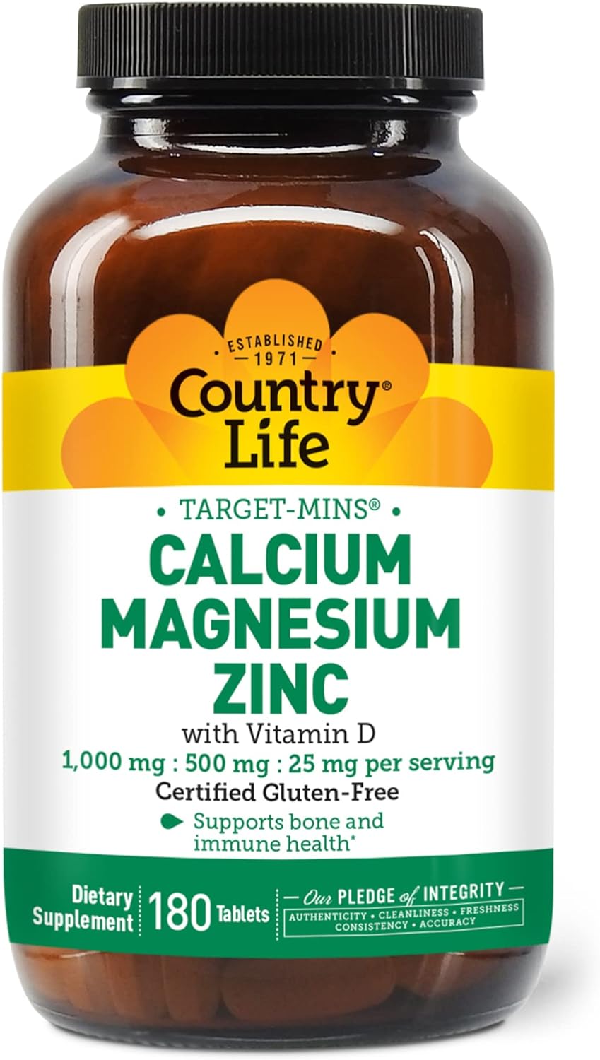 Country Life Target Mins Calcium-Magnesium Zinc with Vitamin D, 1000mg