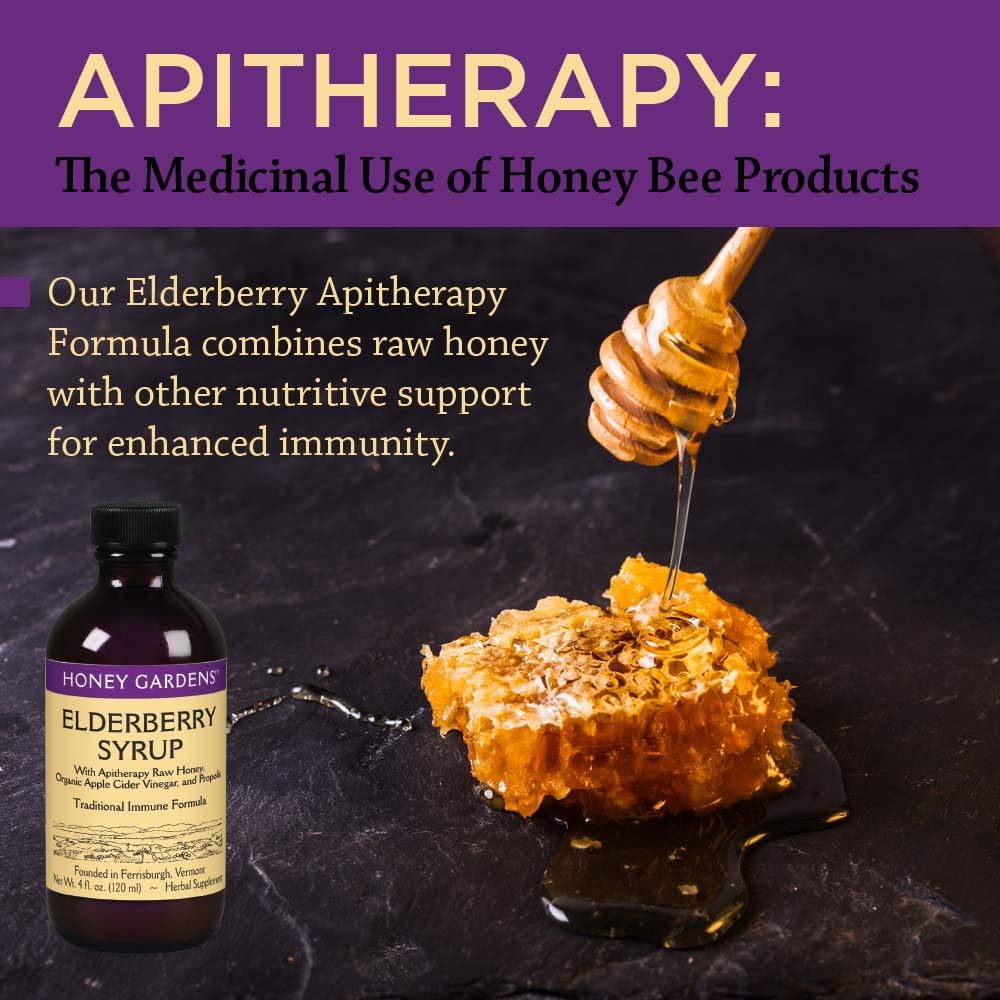 Honey Gardens Elderberry Syrup with Grade A Raw Honey, Propolis, Organ