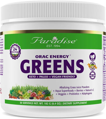 Paradise Herbs Orac Energy Greens Powder, Organic Alkalizing Grass Jui