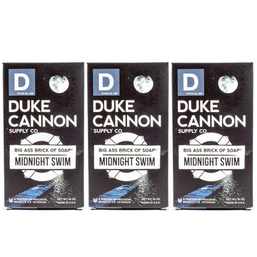 Duke Cannon Supply Co. Big Ass Brick of Soap Bar for Men Midnight Swim (Ocean & Green Scent) Multi-Pack - Superior Grade, Extra Large, Masculine Scents, All Skin Types, Paraben-Free, 10  (3 Pack)