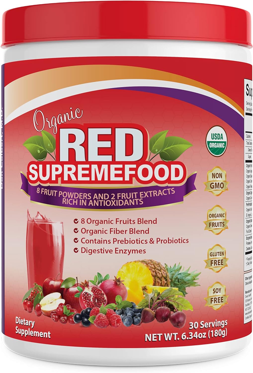 Divine Health Organic Red Supremefood | 10 Organic Fruits + Probiotic