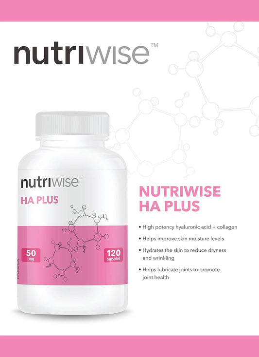 Nutriwise HA Plus High Potency Hyaluronic Acid + Collagen 120 Capsules