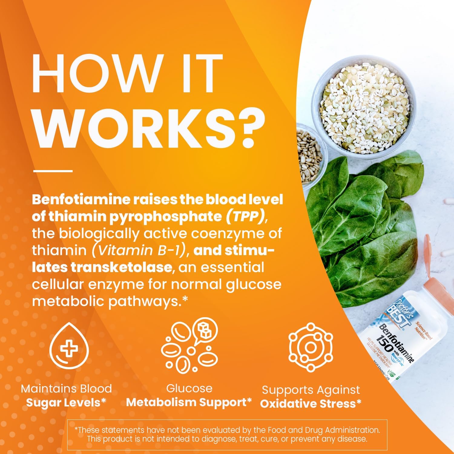 Doctor's Best Benfotiamine 150 with BenfoPure, Helps Maintain Glucose 