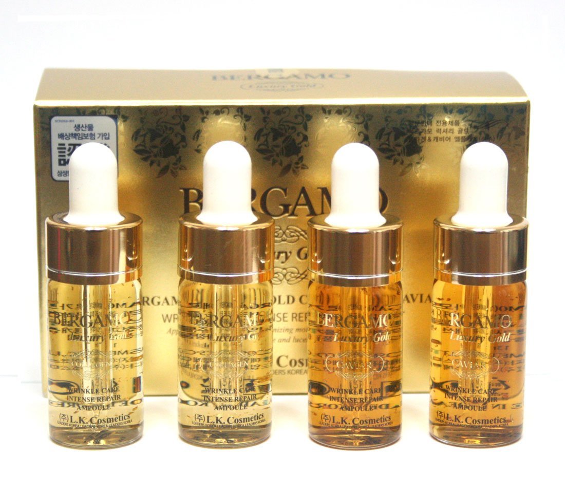 Bergamo / Luxury Gold Collagen & Caviar Wrinkle Care Repair Ampoule Set 13 4ea /Korean Cosmetics
