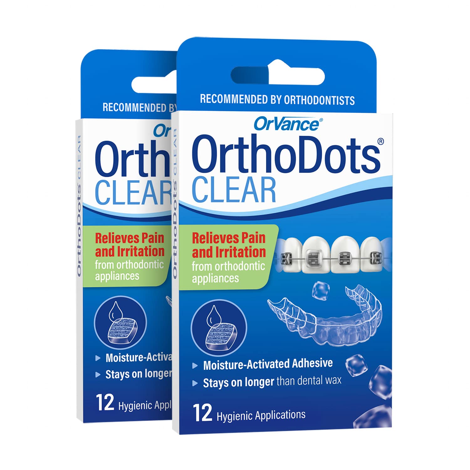 OrthoDots CLEAR (24 Count) - Moisture Activated, Silicone Dental Wax Alternative for Pain Caused by Braces. OrthoDots Stick Better & Stay on Longer than Orthodontic Wax (24 Count Clear)