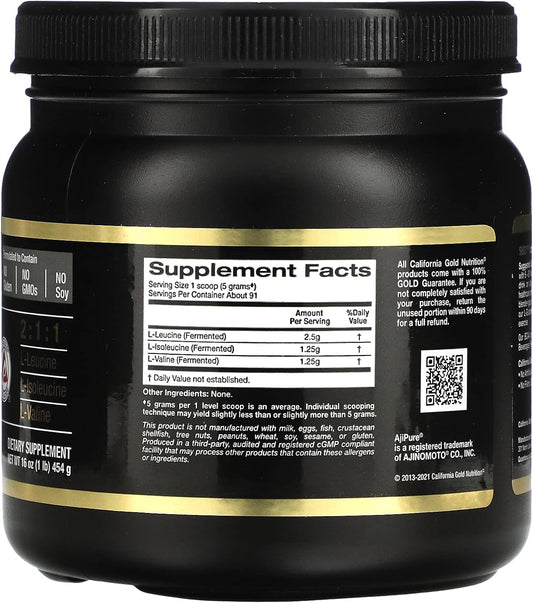 BCAA Powder, AjiPure, Branched Chain Amino Acids, 16 oz (454