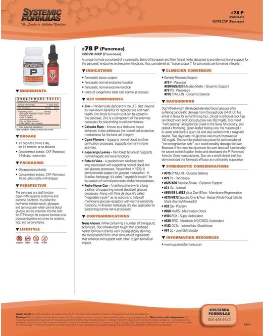 SYSTEMIC Formulas P Pancreas