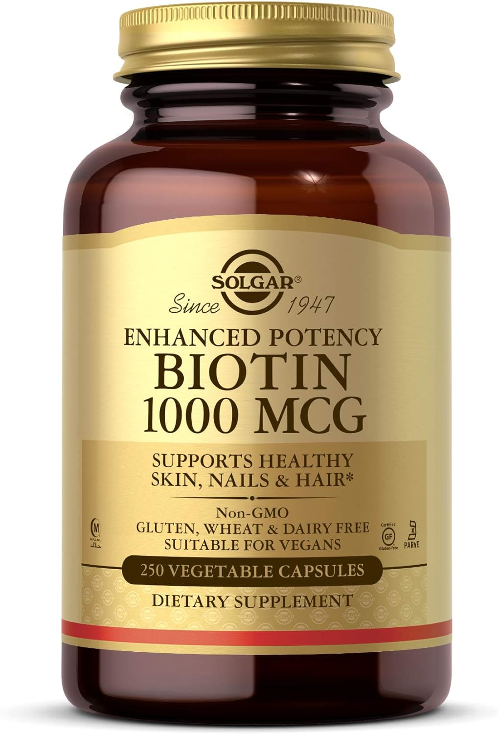 Solgar Biotin 1000 Mcg, 250 Vegetable Capsules - Supports Healthy Skin