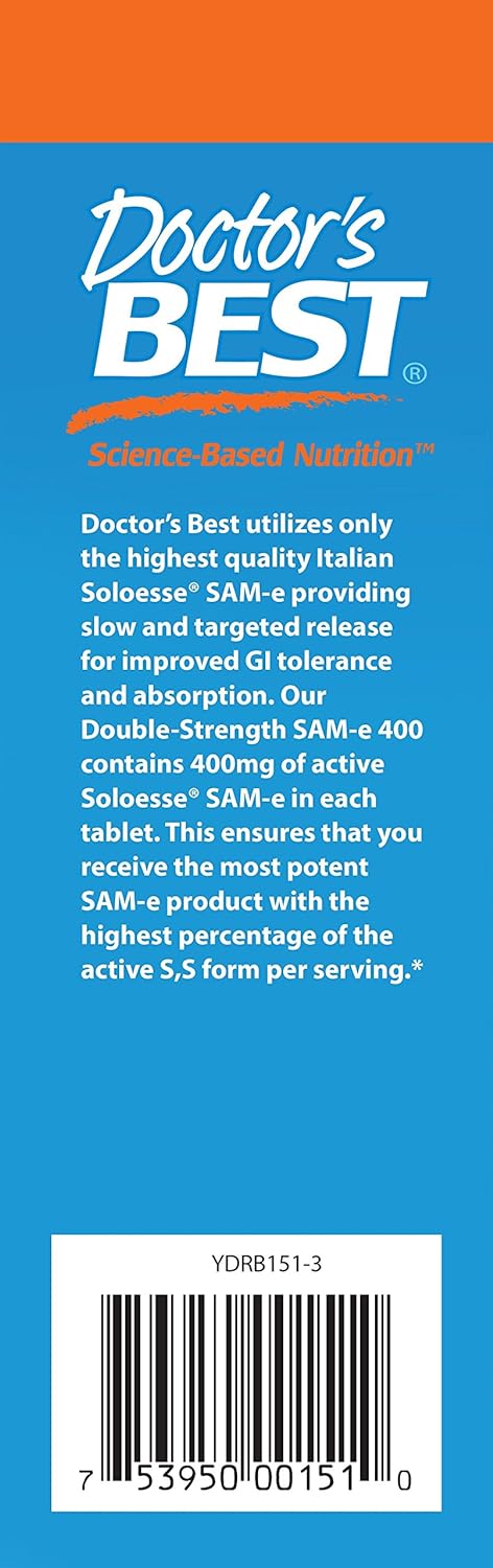 Doctor'S Best Sam-E 400 Mg, Vegetarian, Gluten Free, Soy Free, Mood An