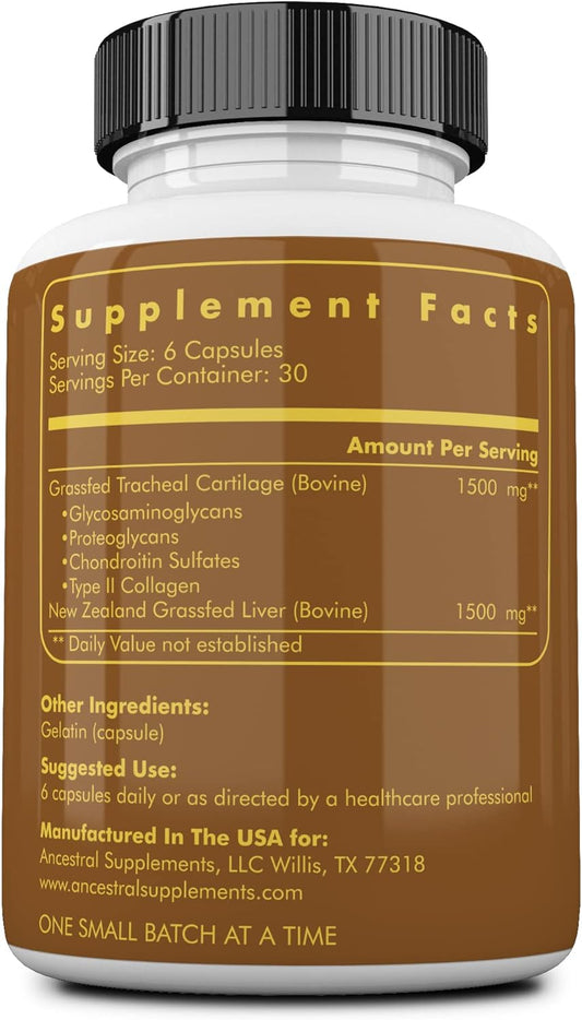 Ancestral Supplements Grass Fed Beef Bovine Tracheal Cartilage Supplem