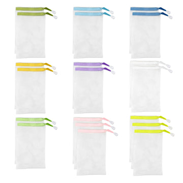 AUEAR, 20 Pack Handmade Soap Exfoliating Mesh Soap Pouch Saver Bag Double Layer Bubble Foam Net Drawstring Holder Bags Bubble Mesh Bags (Assorted Colors)