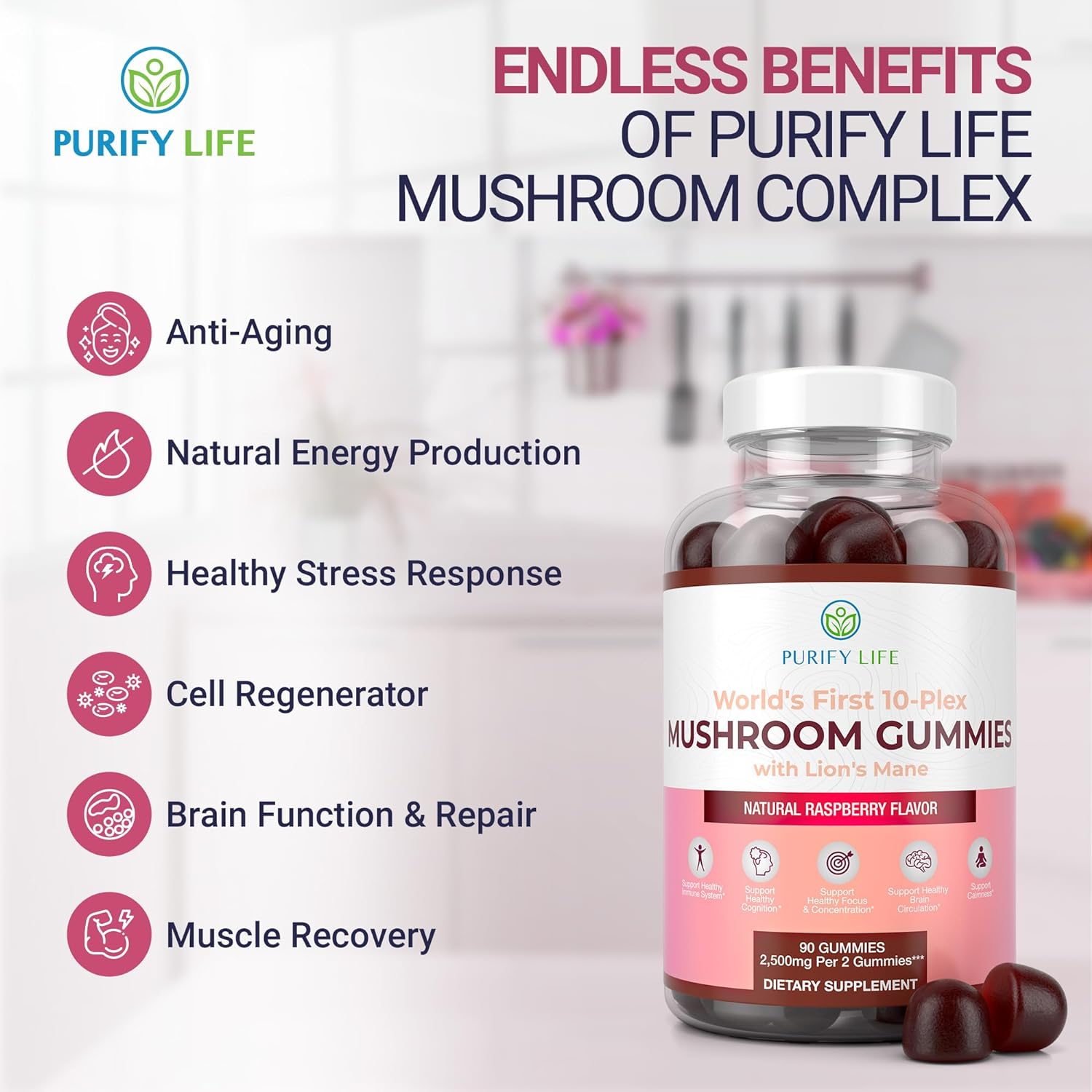 World's First Mushroom Complex Gummies - 10x Mushroom Supplement w Lio