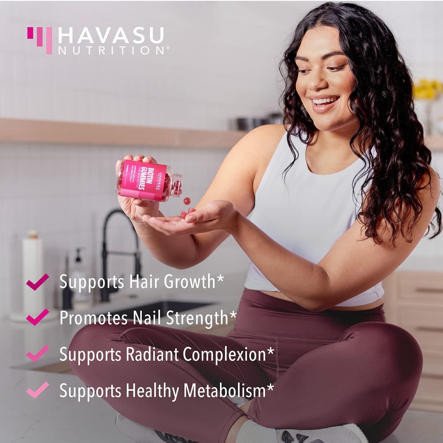 HAVASU NUTRITION Biotin Gummies Hair Skin Nails Vitamins for Women | U