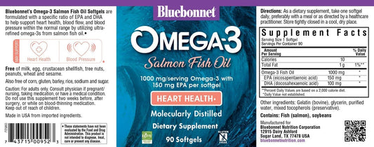  BlueBonnet Nutrition Omega-3 Salmon Oil Softgels, 90 Count 