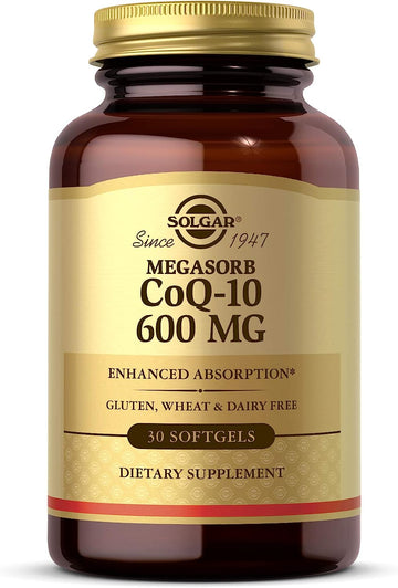 Solgar Megasorb CoQ-10 600 mg, 30 Softgels - Promotes Heart & Nervous System Health - Coenzyme Q10 Supplement - Enhanced