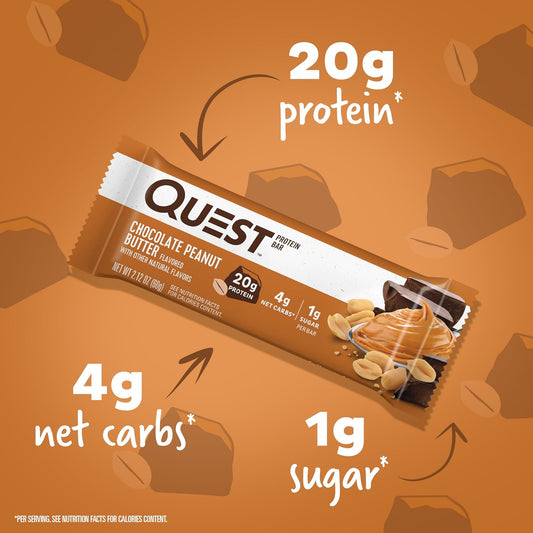 Quest Nutrition Chocolate Peanut Butter Bars, High Protein, Low Carb, 1.59 Pounds