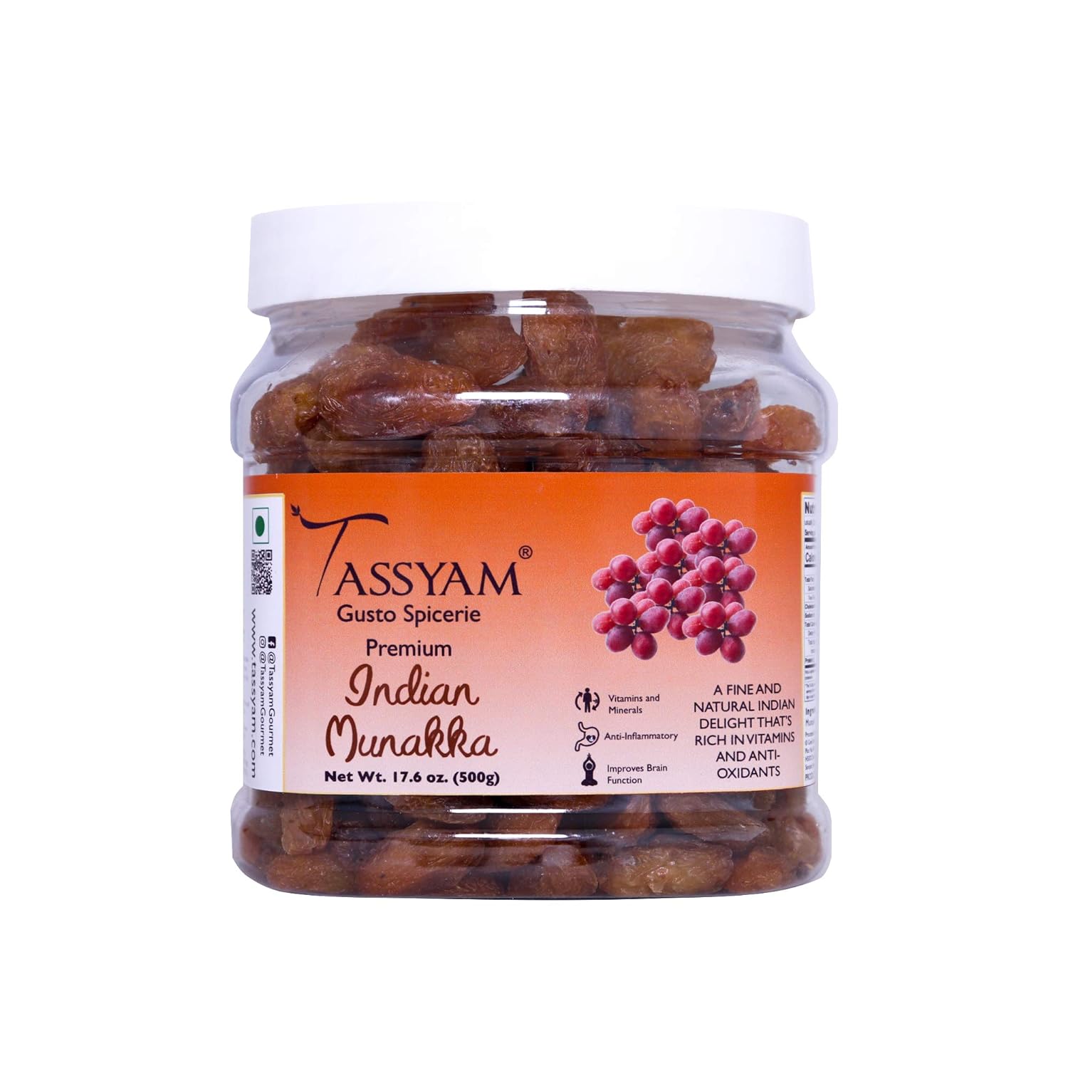 Tassyam Jumbo Munakka 500g | Dried Raisins Jar