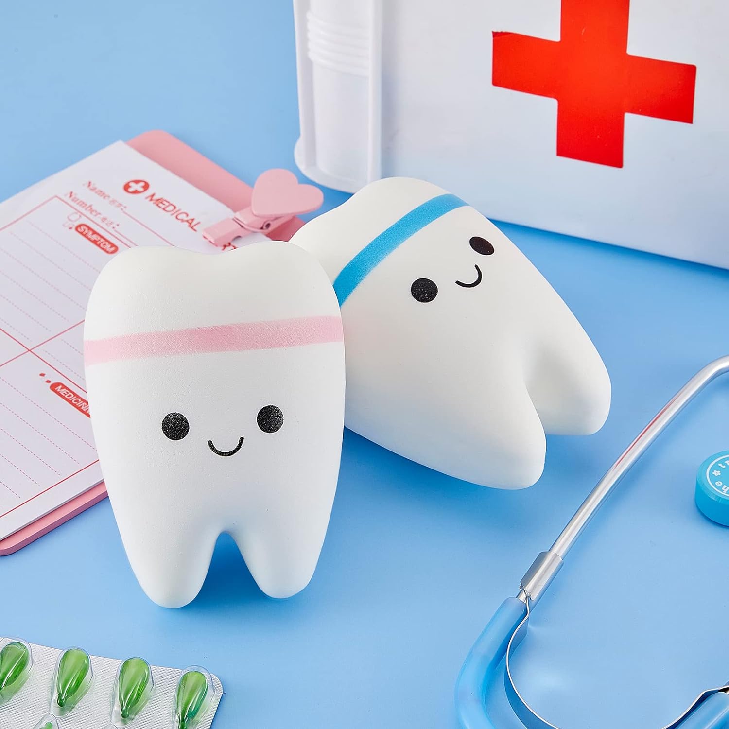 2 Pieces Jumbo Squishy Tooth Slow Rising Tooth Fake Tooth An